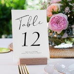 Moderne Drehbuchschrift elegante Schwarz-Weiß-Hoch Tischnummer<br><div class="desc">Einfache elegante klassische klassische schwarze Kalligraphie Drehbuch Hochzeitsempfang personalisierte weiße Tischkarte Vorlage.           BITTE BEACHTEN SIE,  dass Sie,  um verschiedene Zahlen zu bestellen,  diese anpassen und einzeln in den Warenkorb legen müssen (eine Karte mit 1,  eine andere mit 2,  etc).           Sie können Text- und Hintergrundfarbe ändern,  um Ihre Hochzeitsfarbenpalette anzupassen.</div>