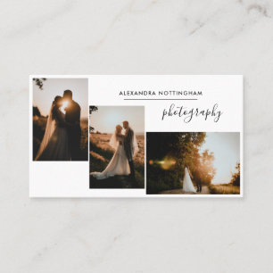 Moderne Drei-Foto-Collage-Hochzeitsfotografie Visitenkarte