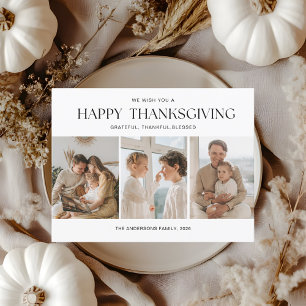 Moderne Drei-Foto-Collage Thanksgiving Postkarte