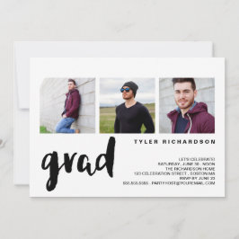 Moderne Drei-Foto-Graduierungsparty Einladung