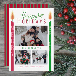 Moderne Drei-Foto-Happy-Holidays-Karte Feiertagskarte