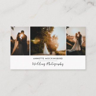 Moderne Drei-Foto-Hochzeitsfotografie Visitenkarte