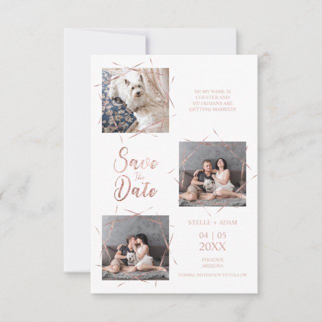 Moderne Drei Fotos Trendy Rose Gold Effekt (Vorderseite)