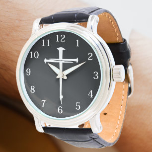 Moderne Drei Nägel Weißen Kreuz Armbanduhr