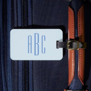 Moderne Dreibuchstaben-Monogramm Hellblau Gepäckanhänger