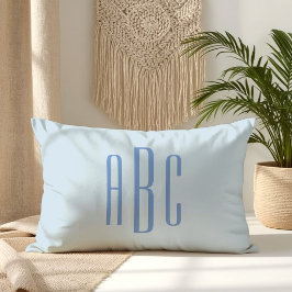 Moderne dreibuchstabige Monogramm Hellblau Lendenkissen