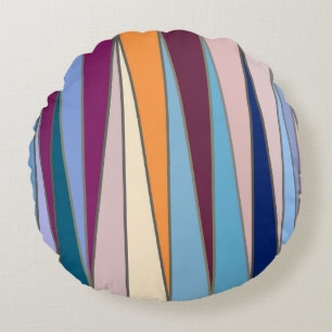 Moderne Dreiecke, blau, Lila & goldfarben aus dem Rundes Kissen