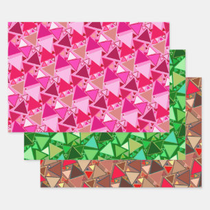 Moderne Dreiecke, rosa, grün und braun aus dem Mit Geschenkpapier Set