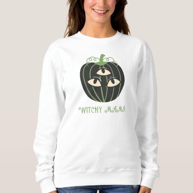 Moderne Dreier-Mit Augen Kürbiskürbis Halloween-Ma Sweatshirt (Vorderseite)