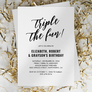 Moderne Dreifach die Fun Joint Geburtstagsparty Einladung
