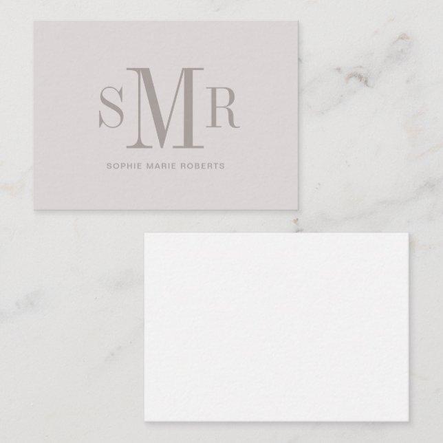 Moderne dreimalige Monogramm-Initialnamen Mitteilungskarte (Vorne/Hinten)