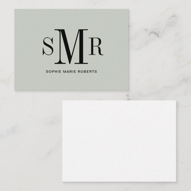 Moderne dreimalige Monogramm-Initialnamen Mitteilungskarte (Vorne/Hinten)