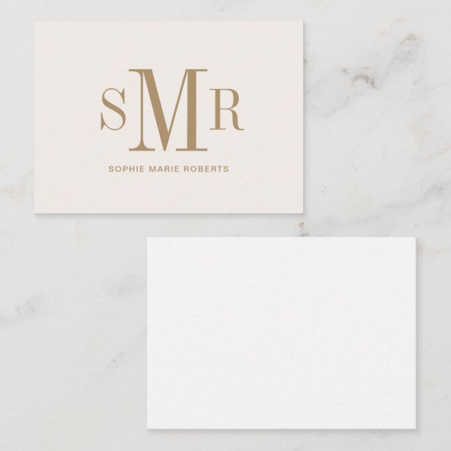 Moderne dreimalige Monogramm-Initialnamen Mitteilungskarte (Vorne/Hinten)