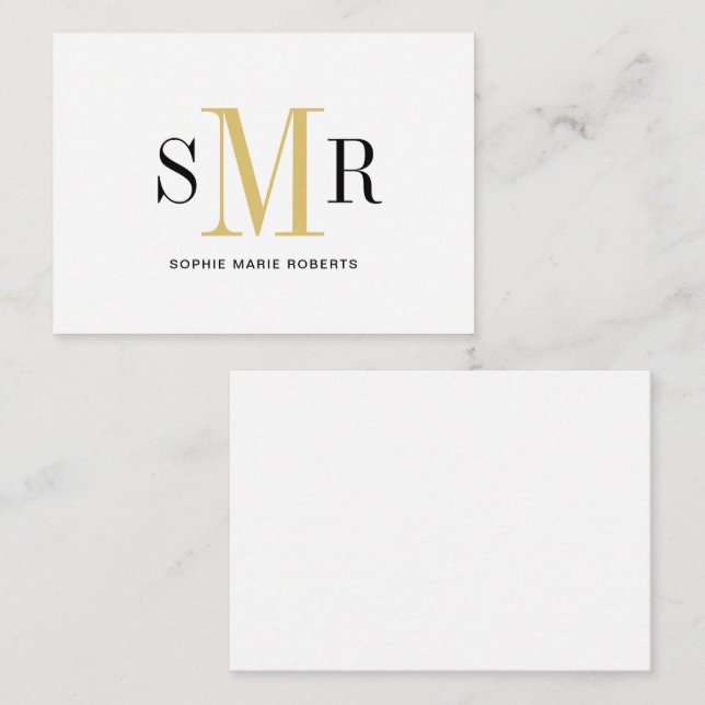 Moderne dreimalige Monogramm-Initialnamen Mitteilungskarte (Vorne/Hinten)