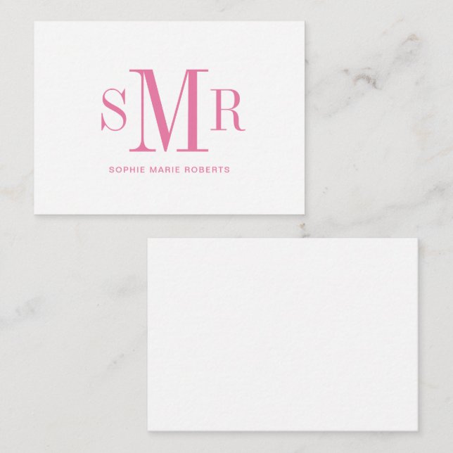 Moderne dreimalige Monogramm-Initialnamen Mitteilungskarte (Vorne/Hinten)