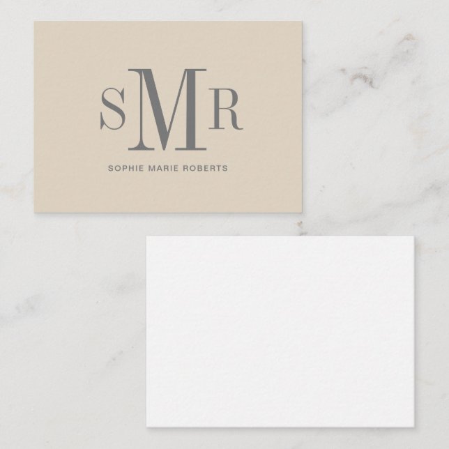 Moderne dreimalige Monogramm-Initialnamen Mitteilungskarte (Vorne/Hinten)