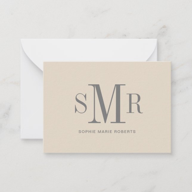 Moderne dreimalige Monogramm-Initialnamen Mitteilungskarte (Vorderseite)