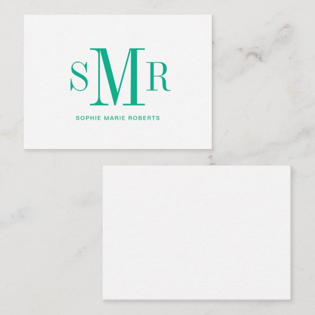 Moderne dreimalige Monogramm-Initialnamen Mitteilungskarte (Vorne/Hinten)