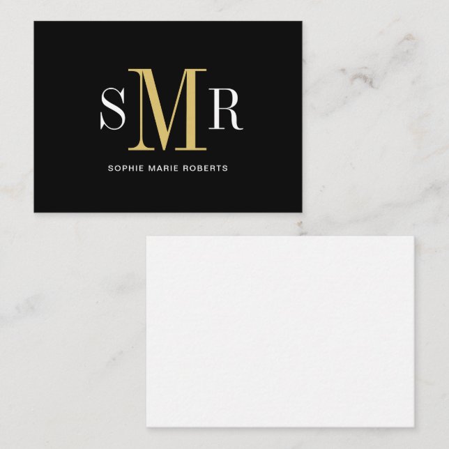 Moderne dreimalige Monogramm-Initialnamen Mitteilungskarte (Vorne/Hinten)