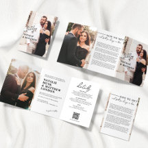 Moderne dreiteilige Hochzeitseinladung mit Foto