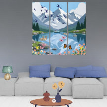 Moderne Dreiteilige Wandkunst am Bergsee