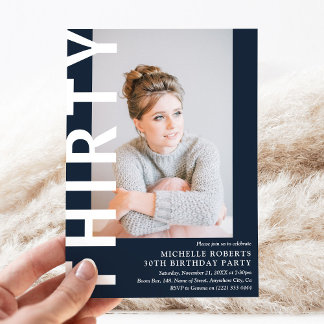 Moderne DRITTEN Foto 30. Geburtstagsfeier Party Ei Einladung