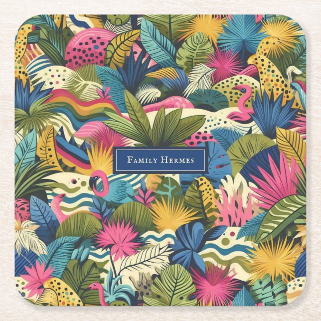 Moderne Dschungel Morris Art Rechteckiger Pappuntersetzer (Vorderseite)