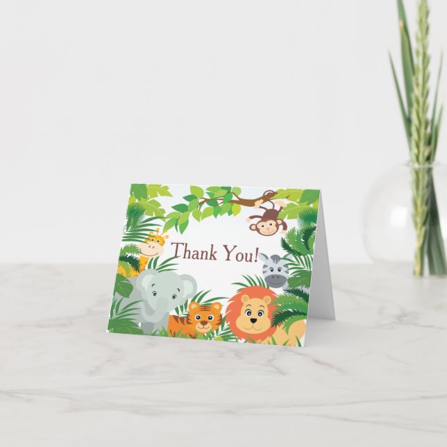 Moderne Dschungel-Safari-Babyparty danken Ihnen Dankeskarte (Vorderseite)