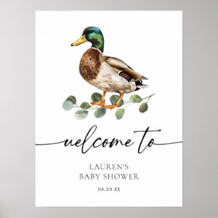 Moderne Duck Babydusche Mallard Herzlich willkomme Poster