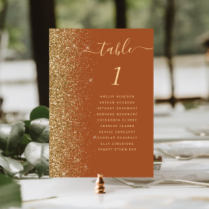 Moderne dunkel violette goldene Glitter-Hochzeit Tischnummer