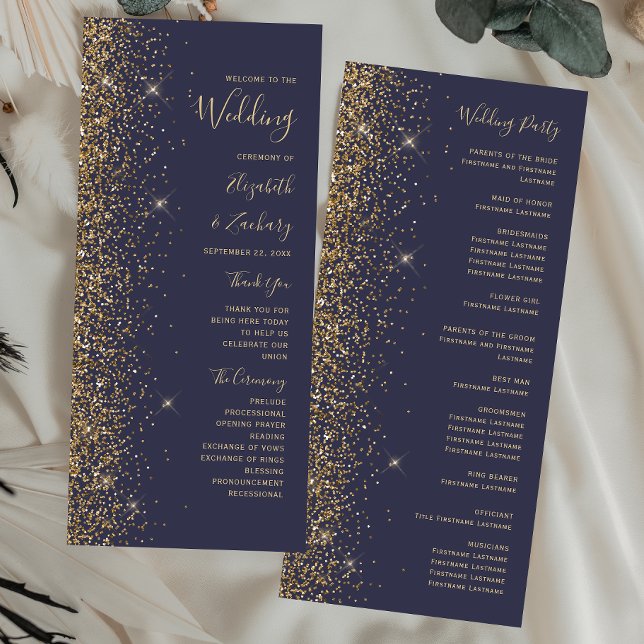 Moderne Dunkelblau-Gold-Glitzer-Edge-Hochzeit (Von Creator hochgeladen)