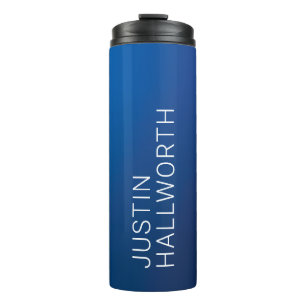 Moderne dunkelblaue Farbverlauf- & minimal editier Thermosbecher