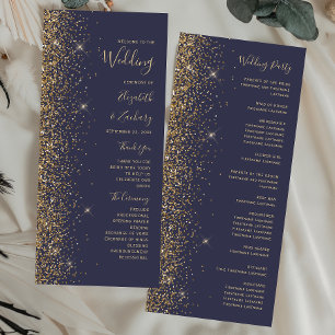 Moderne dunkelblaue goldene Glitterrand-Hochzeit