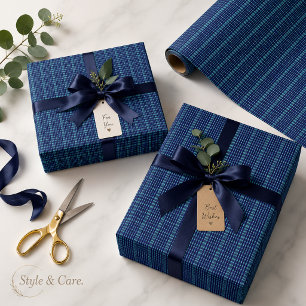 Moderne dunkelblaue karierte Muster-Wrap-Papier Geschenkpapier