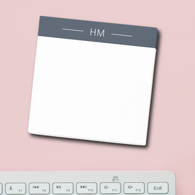 Moderne dunkelblaue Monogramm-Initialen Post-it Klebezettel (Von Creator hochgeladen)