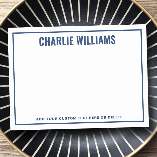 Moderne dunkelblaue Namensumrandung Post-it Klebezettel (Modern dark blue name border post-it notes)