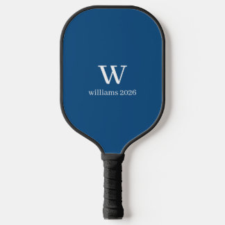 Moderne dunkelblaue und weiße Monogramm-Pickleball Pickleball Schläger