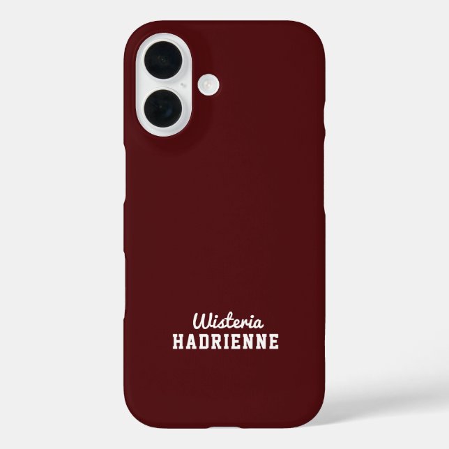Moderne dunkelburgunderrote Sport-Monogramm-Name Case-Mate iPhone Hülle (Rückseite)