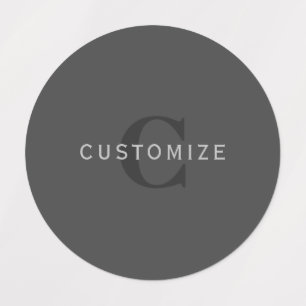 Moderne, dunkelgraue, bearbeitbare Vorlage für Mon Etiketten