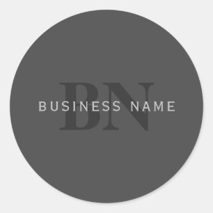 Moderne, dunkelgraue, bearbeitbare Vorlage für Mon Runder Aufkleber