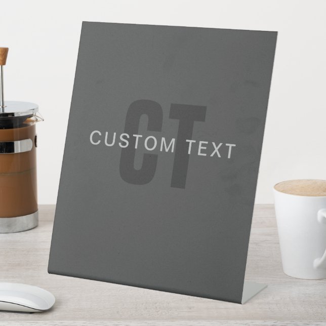 Moderne, dunkelgraue, bearbeitbare Vorlage für Mon Sockelschild (In Situ)