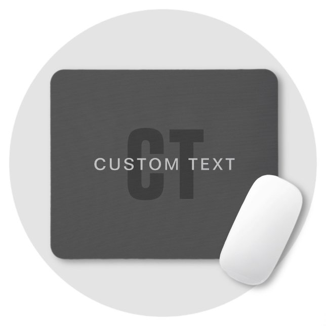 Moderne dunkelgraue editierbare Monogramm-Designvo Mousepad (Von Creator hochgeladen)