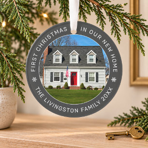 Moderne dunkelgraue erste Weihnachtsfeier zu Hause Ornament