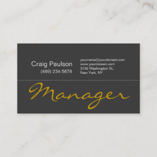 Moderne dunkelgraue, gelbe Script-Visitenkarte Visitenkarte