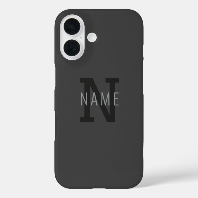 Moderne dunkelgraue monogrammierte Namen (oder and Case-Mate iPhone Hülle (Rückseite)