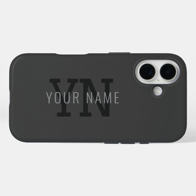 Moderne dunkelgraue monogrammierte Namen (oder and Case-Mate iPhone Hülle (Rückseite (Horizontal))