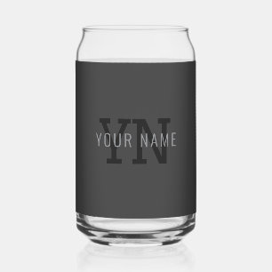 Moderne dunkelgraue monogrammierte Namen (oder and Dosenglas