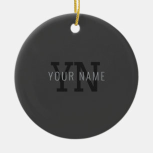 Moderne dunkelgraue monogrammierte Namen (oder and Keramik Ornament