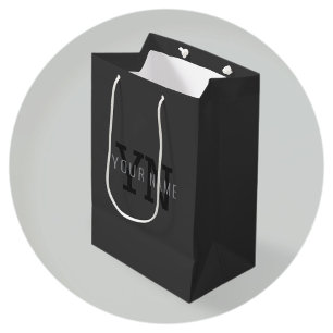 Moderne dunkelgraue monogrammierte Namen (oder and Mittlere Geschenktüte