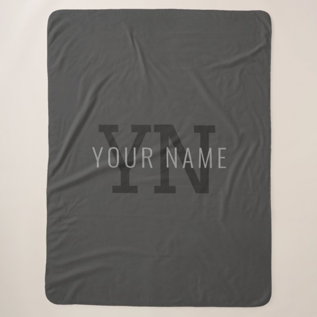 Moderne dunkelgraue monogrammierte Namen (oder and Sherpadecke (Vorderseite)
